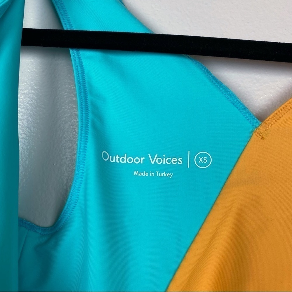 Outdoor Voices SplashKnit 6" Colorblock Bodysuit Black Teal Yellow Size XS NWT - Picture 10 of 11